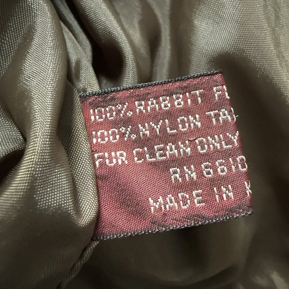 Vintage Genuine Rabbit Fur Coat Jacket Small Made In Korea Variegated RN66109